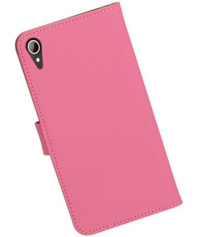 Roze Effen booktype wallet cover hoesje voor HTC Desire 830