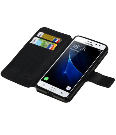 Zwart Samsung Galaxy J3 Pro TPU wallet case booktype hoesje HM Book