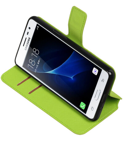 Groen Samsung Galaxy J3 Pro TPU wallet case booktype hoesje HM Book