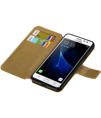 Goud Samsung Galaxy J3 Pro TPU wallet case booktype hoesje HM Book