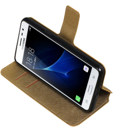 Goud Samsung Galaxy J3 Pro TPU wallet case booktype hoesje HM Book