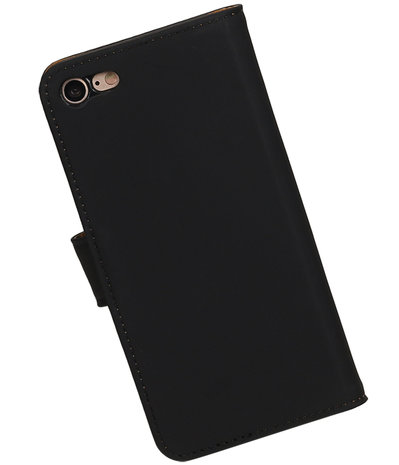 Zwart Effen booktype wallet cover hoesje voor Apple iPhone 7