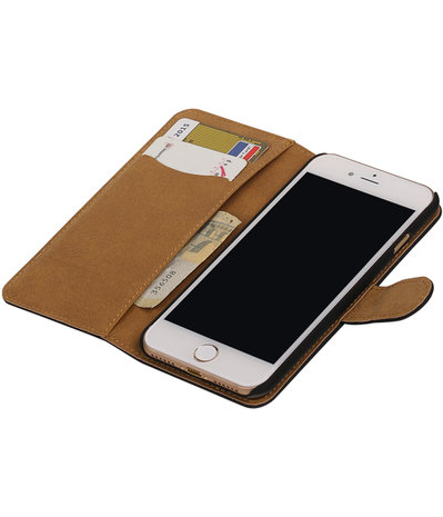 Zwart Effen booktype wallet cover hoesje voor Apple iPhone 7