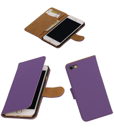 Paars Effen booktype wallet cover hoesje voor Apple iPhone 7