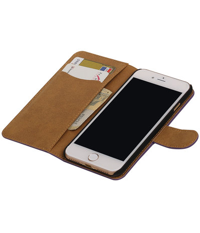 Paars Effen booktype wallet cover hoesje voor Apple iPhone 7