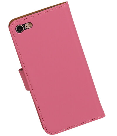 Roze Effen booktype wallet cover hoesje voor Apple iPhone 7