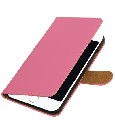 Roze Effen booktype wallet cover hoesje voor Apple iPhone 7 Plus