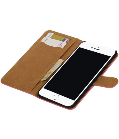 Roze Effen booktype wallet cover voor Hoesje voor Apple iPhone 7 Plus / 8 Plus