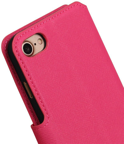 Roze Apple iPhone 7 TPU wallet case booktype hoesje HM Book