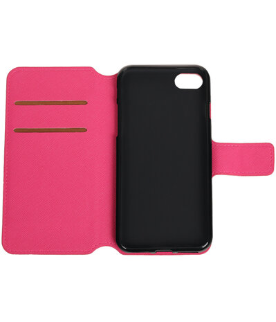 Roze Apple iPhone 7 TPU wallet case booktype hoesje HM Book