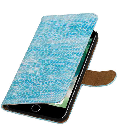 Turquoise Mini Slang booktype wallet cover hoesje voor Apple iPhone 7 Plus