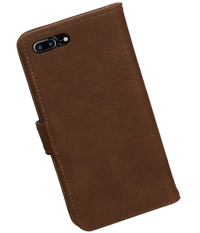 Bruin Hout booktype wallet cover hoesje voor Apple iPhone 7 Plus
