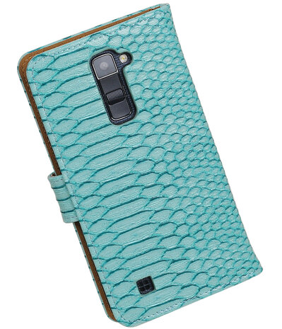 Turquoise Slang booktype wallet cover hoesje voor LG K10