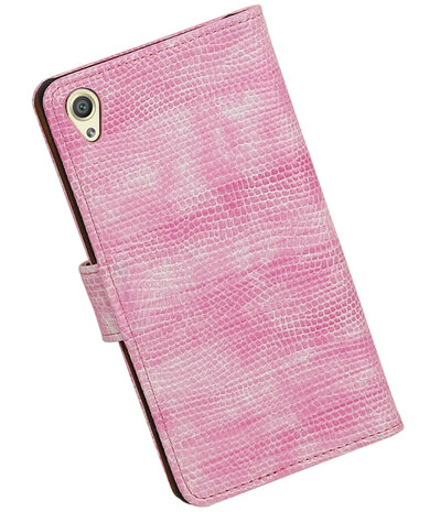 Roze Mini Slang booktype cover hoesje voor Sony Xperia X