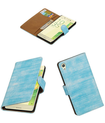 Turquoise Mini Slang booktype cover hoesje voor Sony Xperia X