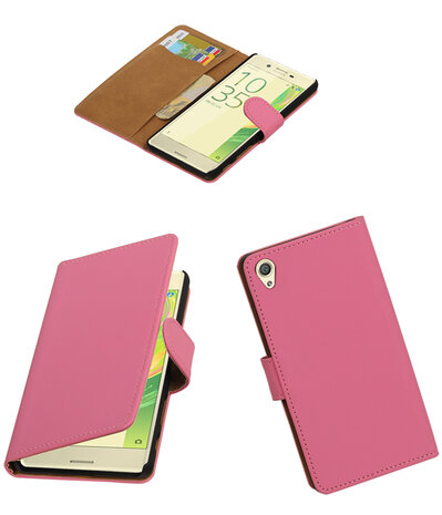 Roze Effen booktype cover hoesje voor Sony Xperia X