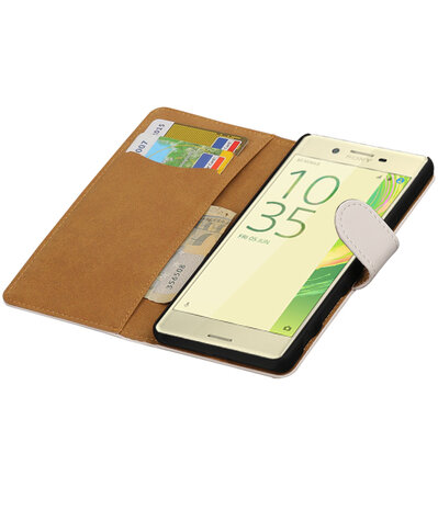 Wit Effen booktype cover hoesje voor Sony Xperia X