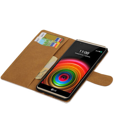 Wit Krokodil booktype wallet cover hoesje voor LG X Power