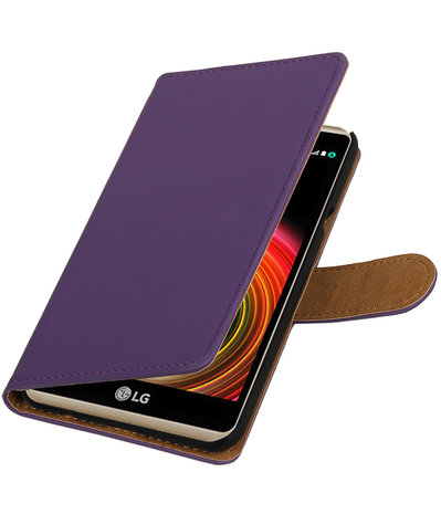 Paars Effen booktype wallet cover hoesje voor LG X Power