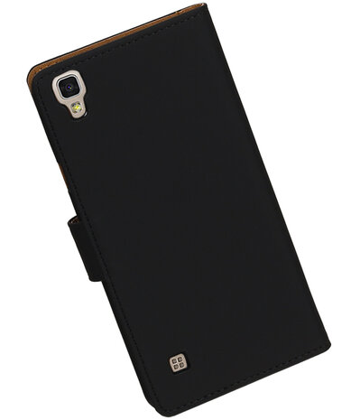 Zwart Effen booktype wallet cover hoesje voor LG X Power