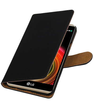 Zwart Effen booktype wallet cover hoesje voor LG X Power