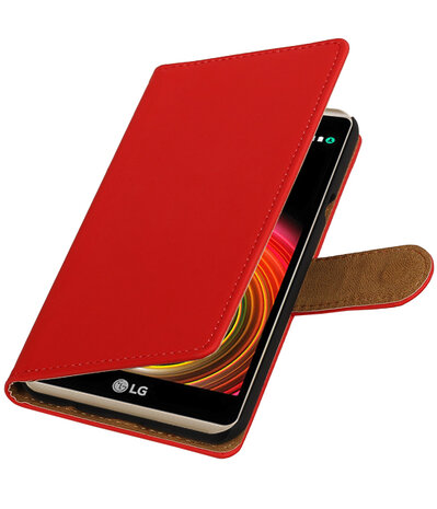 Rood Effen booktype wallet cover hoesje voor LG X Power