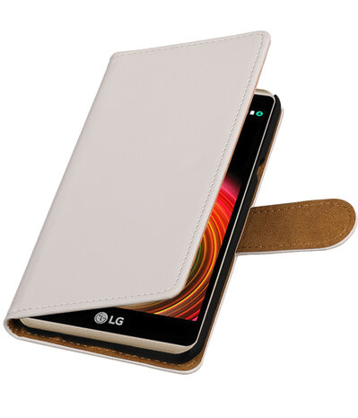 Wit Effen booktype wallet cover hoesje voor LG X Power