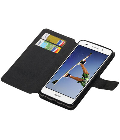 Zwart Huawei Honor Y6 II TPU wallet case booktype hoesje HM Book