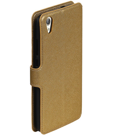 Goud Huawei Honor Y6 II TPU wallet case booktype hoesje HM Book