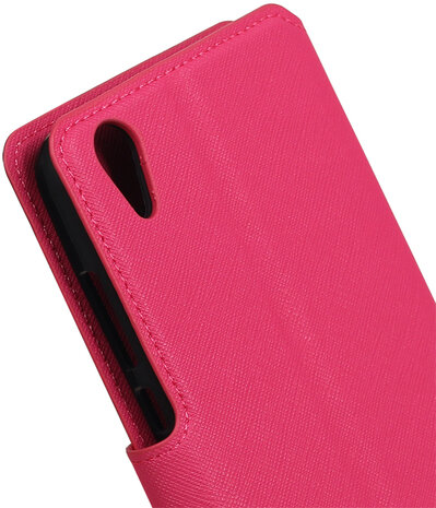 Roze Huawei Honor Y6 II TPU wallet case booktype hoesje HM Book