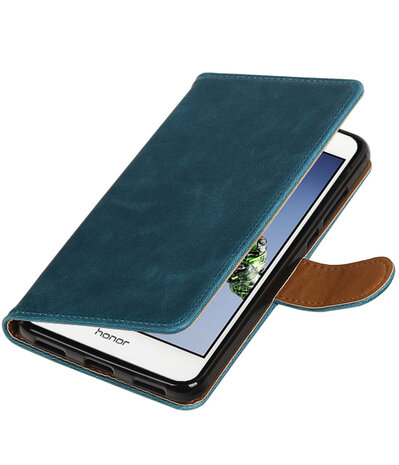 Blauw Pull-Up PU booktype wallet hoesje voor Huawei Honor 5A / Y6 II