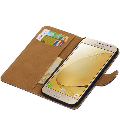 Blauw Lace booktype wallet cover hoesje voor Samsung Galaxy J2 2016
