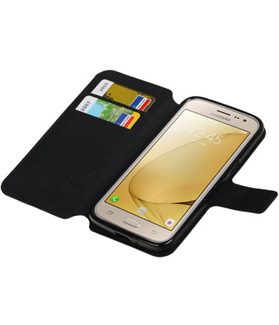 Zwart Samsung Galaxy J3 Pro TPU wallet case booktype hoesje HM Book