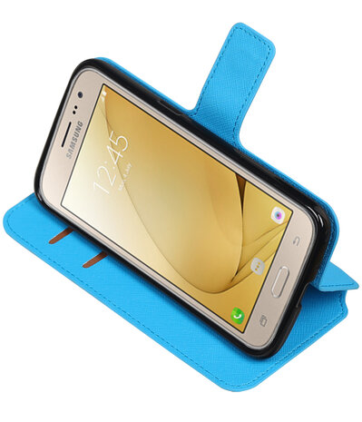 Blauw Samsung Galaxy J3 2016 TPU wallet case booktype hoesje HM Book