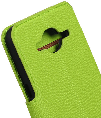 Groen Samsung Galaxy J3 2016 TPU wallet case booktype hoesje HM Book