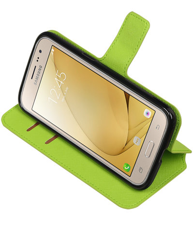 Groen Samsung Galaxy J3 2016 TPU wallet case booktype hoesje HM Book