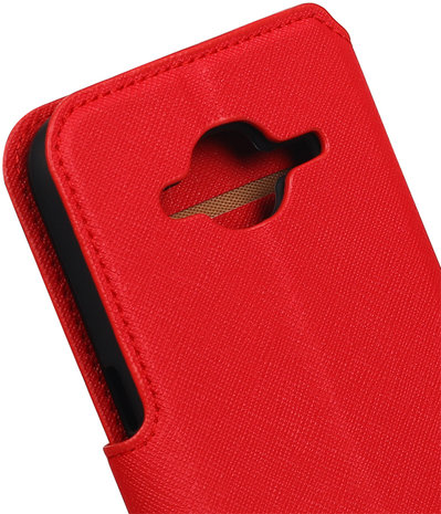 Rood Samsung Galaxy J3 2016 TPU wallet case booktype hoesje HM Book