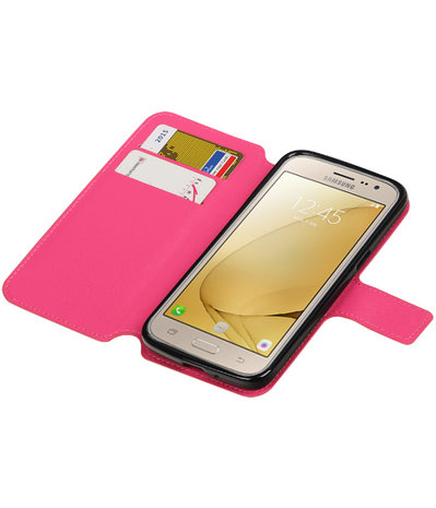 Roze Samsung Galaxy J3 2016 TPU wallet case booktype hoesje HM Book