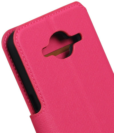 Roze Samsung Galaxy J3 2016 TPU wallet case booktype hoesje HM Book