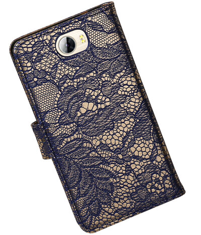 Blauw Lace booktype wallet cover hoesje voor Huawei Y5 II