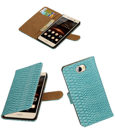 Turquoise Slang booktype wallet cover hoesje voor Huawei Y5 II