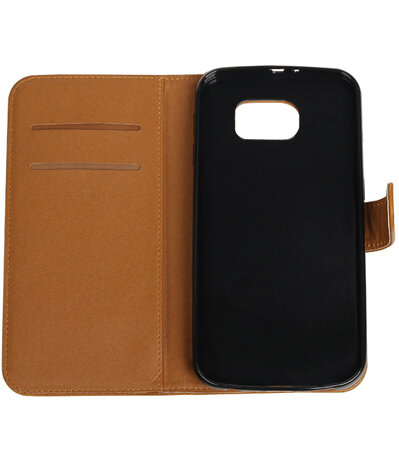 Bruin Pull-Up PU booktype wallet cover hoesje voor Samsung Galaxy S7 Plus