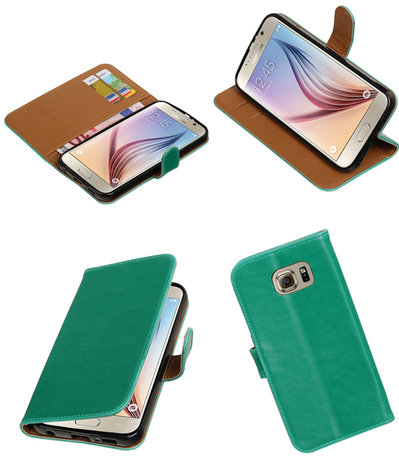 Groen Pull-Up PU booktype wallet cover hoesje voor Samsung Galaxy S7 Plus