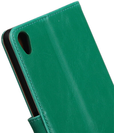 Groen Pull-Up PU booktype wallet hoesje voor Sony Xperia C6