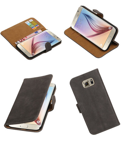 Grijs Bark Hout Booktype Samsung Galaxy S7 Plus Wallet Cover Hoesje