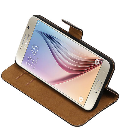 Zwart Krokodil Booktype Samsung Galaxy S7 Plus Wallet Cover Hoesje