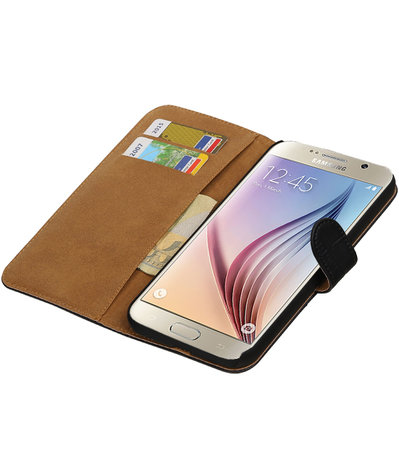 Zwart Krokodil Booktype Samsung Galaxy S7 Plus Wallet Cover Hoesje