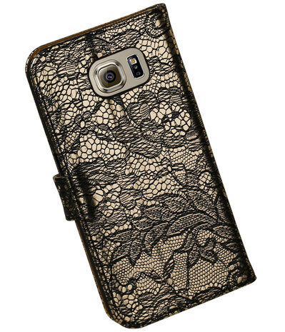 Zwart Lace Booktype Samsung Galaxy S7 Plus Wallet Cover Hoesje