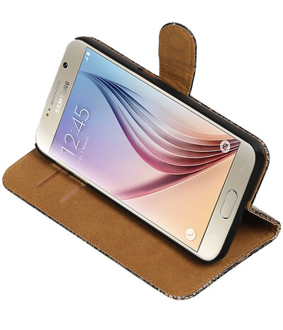 Zwart Lace Booktype Samsung Galaxy S7 Plus Wallet Cover Hoesje