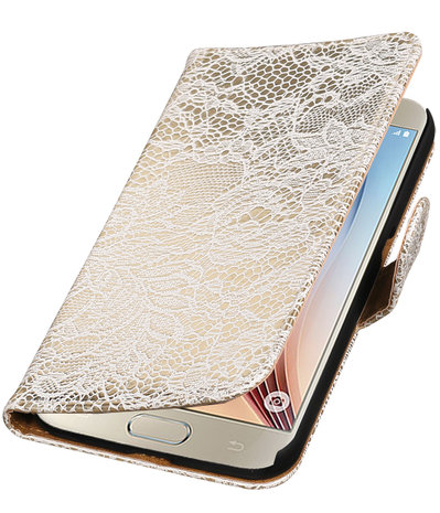 Wit Lace Booktype Samsung Galaxy S7 Plus Wallet Cover Hoesje